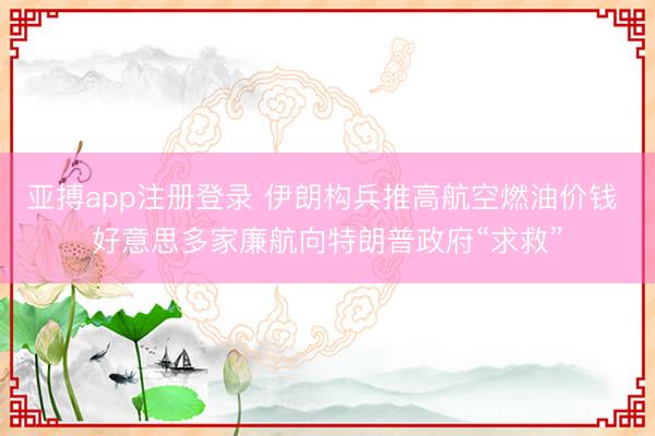 亚搏app注册登录 伊朗构兵推高航空燃油价钱 好意思多家廉航向特朗普政府“求救”