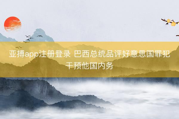 亚搏app注册登录 巴西总统品评好意思国罪犯干预他国内务
